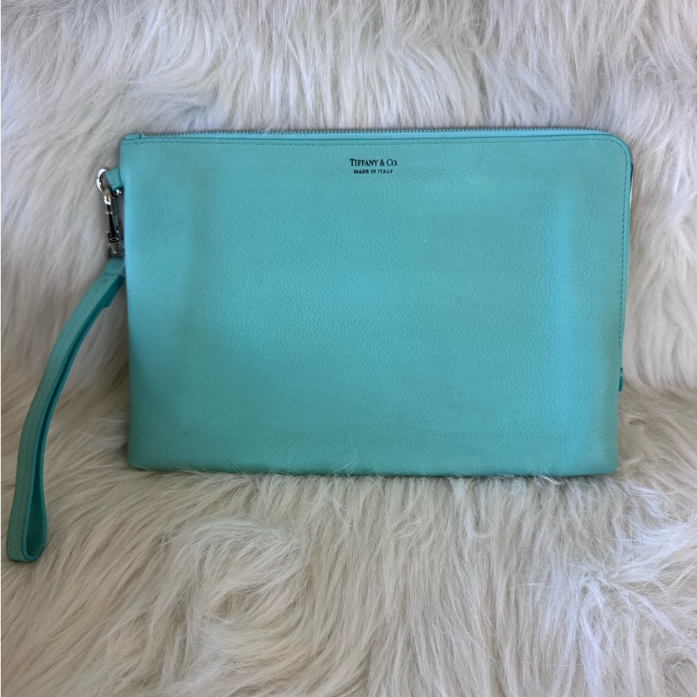 Tiffany & Co. Aqua Leather Clutch
